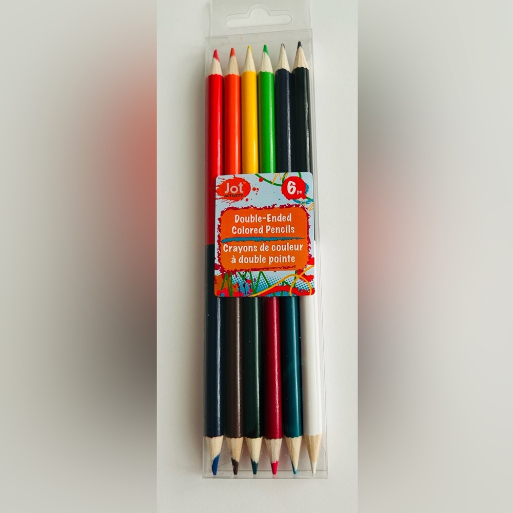 New Jot 6 Double-Ended Colored Pencils Non-Toxic Red Orange Yellow Blue Black